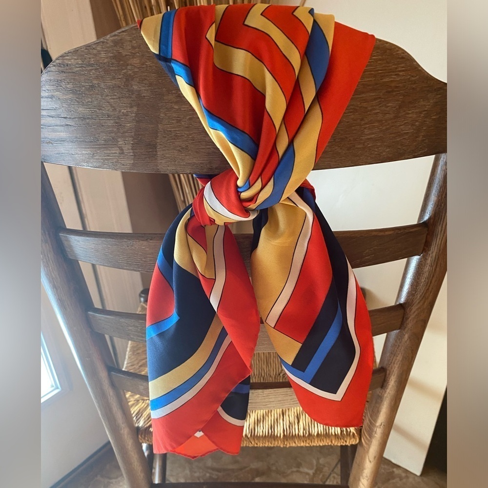 Vintage Paul Darel Geometric Silk Square Scarf Color Block Mid Century Modern MC